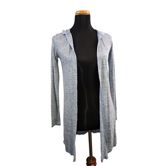 Cynthia Rowley Women's 100% Linen Lightweight Blue Cardigan with Hood Size XS - Picture 1 of 5